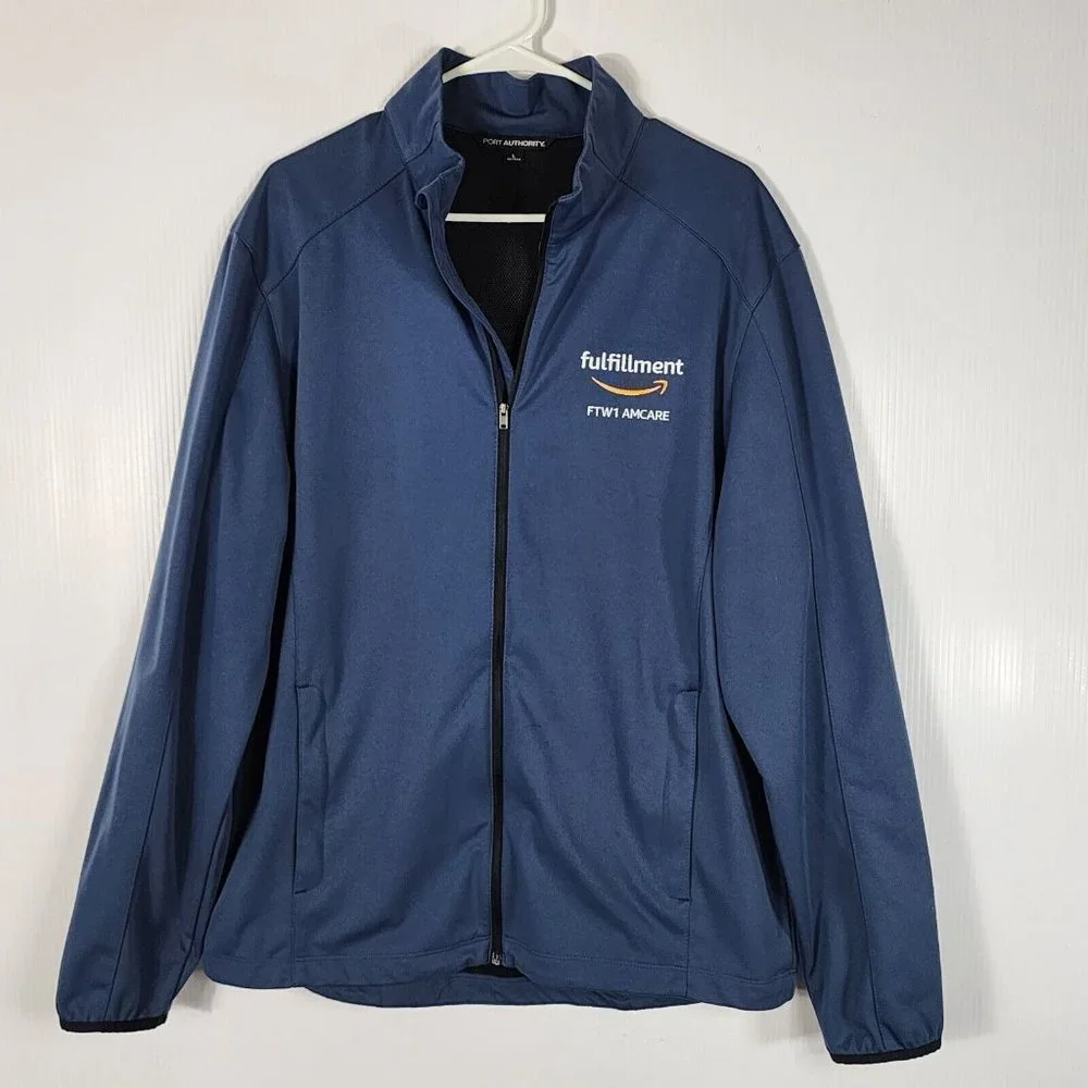 Port Authority Amazon Fulfillment Employee Jacket Unisex Sz Large Blue Full Zip - Picture 1 of 8